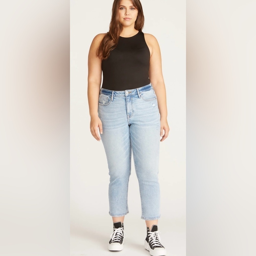 Vigoss Frankie Slim Straight Distressed‎ Cropped Jeans Size 29